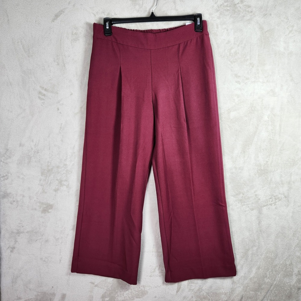 Isaac Mizrahi Pants Womens Medium Petite Sangria Timeless Twill Wide Leg A609800